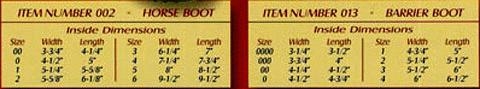 Davis Horse Boot Size Chart